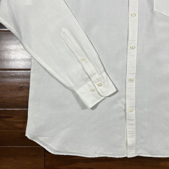 Peter Millar Men's Size XL Solid White Linen Cotton Silk Button Up Shirt - Picture 3 of 11